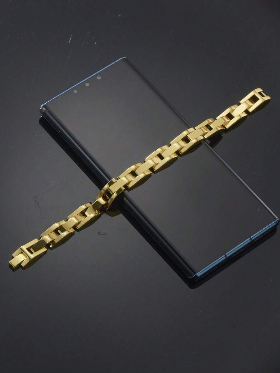 One Piece 22.0cm Length Stainless Steel 316L Watches Chain Design Bracelet For Men'S 2026 Party Gift - Gold - View 1