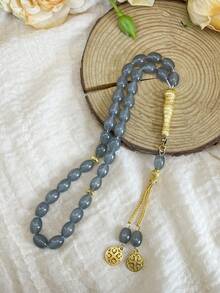 1pc 33pcs Oval Glass Bead Bracelet, Classic & Elegant, Suitable For Men's Daily Wear, TASBIH