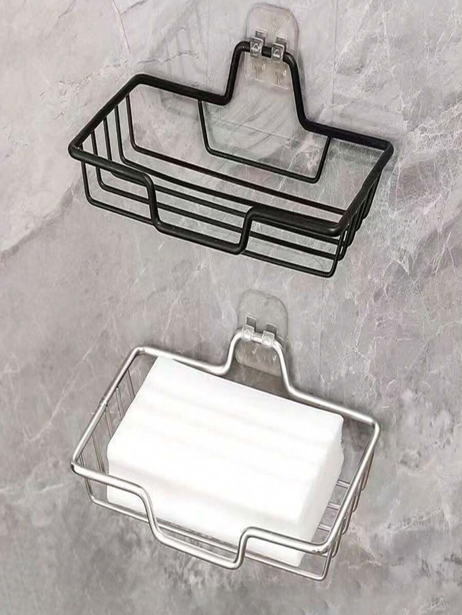 2pcs Stainless Steel Soap Dish Holder, Bathroom Soap Tray Rack, Wall Mounted Soap Dish Holder