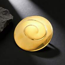 Viral Trending Gold Spiral Swirl Disc Brooch | Must-Have Minimalist Y2K Statement Pin For Blazer/Collar/Coat/Denim Jacket, Chic Aesthetic Accessory To Elevate Office/Date Night OOTD, Perfect Gift For Fashion Lovers - Multicolor - View 4