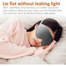 Antifaz para dormir Máscara 3D para dormir cubre los 100% los ojos Bloqueo de luz Súper suave Cómoda y ajustable. Para viajes Trabajo Siestas Rosa-0002 - Gris - Ver 3