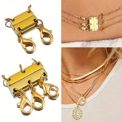 Layered Necklace Magnetic Clasp, Gold And Silver Necklace Separator For Layering, Multiple Jewelry Closure Options To Create Layered Looks