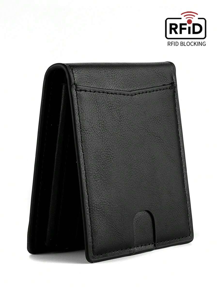 1pc Horizontal Multi-Functional Card Holder, Casual European & American RFID Blocking Card Wallet, Vintage Purse, Best Valentine's Day Gift, Solid Color PU Leather - Multicolor - View 1