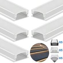 [Led Light Strip Track]10pcs V-Shaped And U-Shaped Led Light Strip Track Systems | 3.3-Foot Right-Angled Triangular Aluminum Profiles,  Lens Caps, Black Extruded Housing Tracks, For Light Strips - Including Mounting Brackets And Screws - Silvery-v - View 11