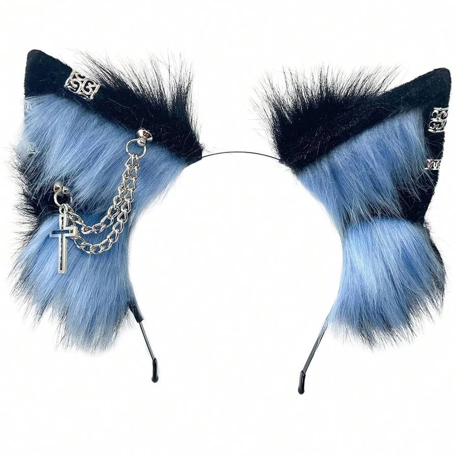 Handmade Wolf Fox Cat Ears Animal Headband Clip Cosplay Cute Head Accessories Punk Gothic For Halloween WZED-ALL-C - SiCrossBuBl09 - 查看 1
