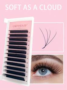 12 filas de pestañas 4D de 0.07mm, pestañas abanico pre-hechas 2D 3D 4D 5D, extensiones de pestañas individuales de alta calidad 0.07 C/D Curl, naturales y suaves, pestañas postizas, grupos de pestañas, pestañas individuales - C - Ver 1