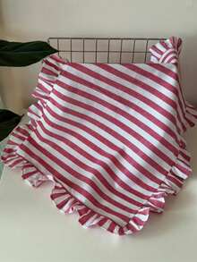 1/2/6pcs Korean Style Striped Ruffle Linen Napkins, Suitable For Valentine's Day, Wedding, Daily Use - Multicolor - View 10
