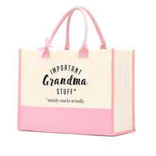 FORBIDDEN PAPER Gifts Tote Bag Important Stuff Tote Gift Gifts Birthday For Shopping Bag Grocery Bag Utility Tote - Pink-grandma-bag - View 1