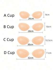1 Pair Of Silicone Bras, Bra, Strapless Silicone Bra, Women's Silicone Gathered Chest Patch, Popular Style,Wedding Bra, Nipple Patch, Breathable Waterproof Bra, - 杏 - 查看 10