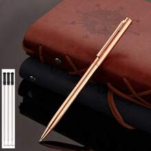 1-6Pcs Silver Gold Gun Black Rose Gold Metal Slim Ballpoint Pens Bulk Retractable Metallic Black Ink 1 Mm Medium Point Smooth Writing Pens For Wedding Business Hotel Office Supplies Students Teachers Men Women Present,Back To School - Multicolor - View 10