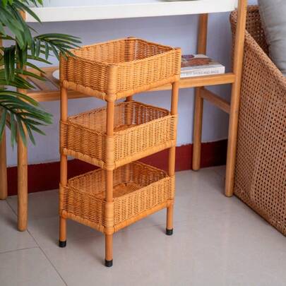 3pcs Foldable Woven Laundry Basket With Handle, Multifunctional Large Capacity Storage Basket, Available In Yellow And White, 1pc Suitable For Storing Clothes, Blankets, Toys, Holiday Items, Home Decor, Applicable In Laundry Room, Bathroom, Bedroom, Living Room, Hallway, Etc.