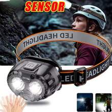 1 pieza Linterna frontal LED brillante con sensor, Faro frontal de pesca de alta luminosidad, Linterna frontal recargable por USB con batería, Linterna frontal de emergencia para camping - Multicolor - Ver 2