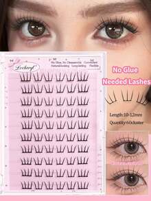 Lvcheryl 60/80/120 片女团免胶假睫毛 - 超薄自粘睫毛，C型卷翘，无需胶水，打造日常及特殊场合的自然妆效，新手友好型DIY睫毛，无损佩戴，持久定型，适合派对、拍照、戏剧等场合 - 易于佩戴，质地柔软，假睫毛，睫毛，簇状假睫毛，化妆 - 黑色 - 查看 5