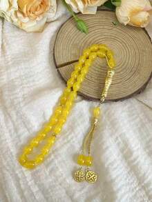 1pc 33pcs Oval Glass Bead Bracelet, Classic & Elegant, Suitable For Men's Daily Wear, TASBIH