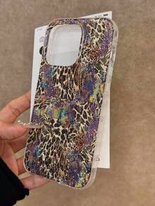 豹纹透明环氧树脂闪粉极简防震加厚手机保护壳，兼容 17/17 Pro/17 Pro Max、16/11/16 Pro/16 Plus/16 Pro Max/16e、15 Pro Max、13/14/12/XS/XR、15 Pro Max、7/8、16 Pro Max、15 Pro Max、12 Pro Max、13 Pro Max、14 Pro Max、13、11、12 Pro、14、P11软壳、P12防摔壳、XS/XR手机壳 - 彩色 - 查看 1