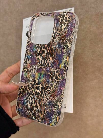 豹纹透明环氧树脂闪粉极简防震加厚手机保护壳，兼容 17/17 Pro/17 Pro Max、16/11/16 Pro/16 Plus/16 Pro Max/16e、15 Pro Max、13/14/12/XS/XR、15 Pro Max、7/8、16 Pro Max、15 Pro Max、12 Pro Max、13 Pro Max、14 Pro Max、13、11、12 Pro、14、P11软壳、P12防摔壳、XS/XR手机壳