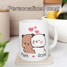 Personalized Dudu Bubu Coffee Mug Cute Bears Coffee Cup Birthday Christmas Gift Funny Coffee Mug Gift For Her Him Valentine Gift-Custon Name