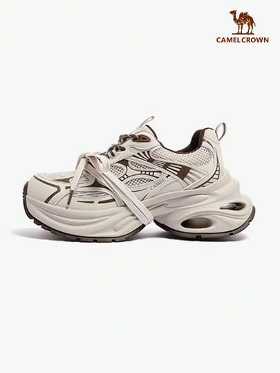 CAMEL CROWN Women's Thick Sole Sneakers, Outdoor Thick Sole Anti-Slip Breathable Shock Absorbing Casual Sports Shoes For Autumn/Winter