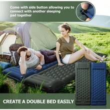 Self-Inflating Thick Double Sleeping Pad With Pillow And Built-In Foot Pump, Suitable For Backpacking, Hiking, Tent Camping And Other Occasions, Portable Camping Mat, Self-Inflating Camping Sleeping Pad, Time And Effort Saving, Foot Pump Inflation, Can Be Fully Inflated In Less Than 3 Minutes.