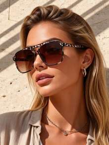 1 pièce Lunettes de mode femme avec monture plastique géométrique vintage, élégantes et personnalisées. Style classique idéal pour les amies, la photographie de rue, les fêtes sur la plage, les sorties, les festivals de musique et les vacances. - Multicolore - Voir 2