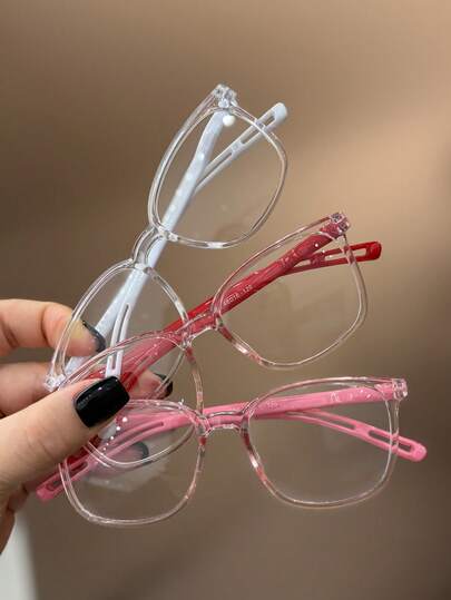 3pcs Kids Blue Light Blocking Square Flat Lens Eyeglasses, Fashionable & Versatile Myopia Glasses Frame, Stylish UV Protection Casual Glasses, Suitable For Boys & Girls, Back To School, Holiday, Halloween Party, Photography Props