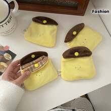 1/2pcs Set Fashionable Color Block Coin Purse, Creative Mini Plush Earphone Holder & Card Case - Multicolor - View 1