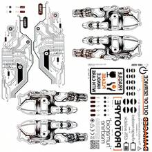 MX  4 Sheets Waterproof Temporary Tattoos Stickers Cyber Punk Artificial Intelligence Mechanical Finger Steampunk Cool Futuristic Cyberpunk Style - 龐克 - 查看 2