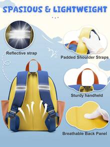 轻便儿童背包，多口袋设计，可爱儿童背包，配有可调节肩带，男女通用，适合学前班、幼儿园、小学低年级学生，防水旅行包，适合户外、露营、旅行、通勤、上学等场合，有3种颜色可选。 - 彩色 - 查看 7