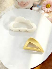 2 piezas/1 pieza Pinzas para el cabello de mujer con diseño de nube blanca y triángulo amarillo de plástico, de moda y versátiles, elegantes y minimalistas, pinzas de unicolor, adecuadas para uso diario, casual, fiesta, playa, vacaciones, peinado, lavado de cara/cabello, maquillaje, accesorios de vestir, pinzas para el cabello de otoño, accesorios para el cabello de otoño, pinzas para el cabello de invierno, pinzas para el cabello de primavera, pinzas para el cabello de verano - Multicolor - Ver 3