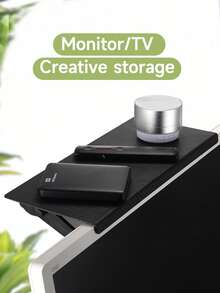 1pc Computer/TV Screen Storage Rack, Wireless Router & Set-Top Box Holder, Hole-Free Storage Organizer