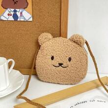 1pcs  Cartoon Cute Bear And Bunny Plush Crossbody Bag, Multifunctional Coin Card Holder, Headphone Storage Bag, Fashionable Shoulder Bag For Girls - 彩色 - 查看 12