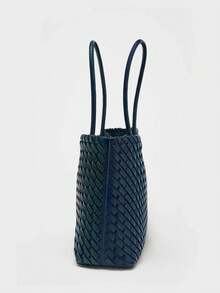 2025新款小众通勤编织手提包，时尚百搭超大容量单肩包 - 寶藍色 - 查看 3