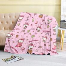 1pc Sanrio Cartoon Cute Hello Kitty Pattern Nap Blanket, Soft & Warm Blanket For Leisure, Camping, Travel, Versatile Use In Office, Living Room, Bedroom - Multicolor - View 6