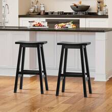 DOPINMIN Bar Stool Set Of 2, Bar Dining Chairs, Backless Barstools For Kitchen - 棕色 - 查看 2