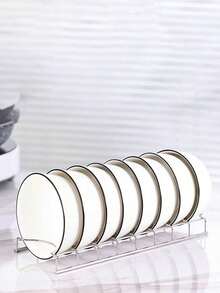 1 pieza Escurridor de platos de acero inoxidable, organizador de platos de acero plateado multifuncional, escurridor de platos y tazones ahorradores de espacio, bandeja para utensilios de cocina, soporte para tapas de ollas - Plateado - Ver 14