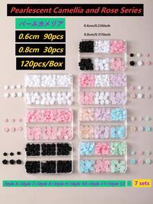 120片8mm+6mm极光山茶花玫瑰美甲装饰贴，透明/白色/黑色混合，3D立体设计，易于粘贴，适用于婚礼、假期、青春活动等场合，可用于美甲设计、珠宝制作、棺材形美甲、法式杏仁形美甲、短指甲和长指甲、椭圆形指甲、方形指甲、珠宝工艺、毕业帽设计、DIY手机壳等。美甲用品 - 彩色 - 查看 32