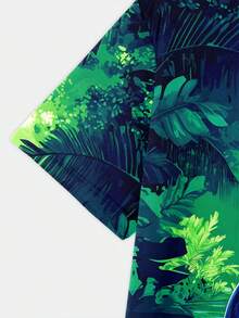 Summer Men's Digital Print Fresh And Natural Hippo Jungle Pattern, Summer Fashion Short Sleeve T-Shirt, Casual Comfortable Versatile Men's Clothing - Mixed Colors - View 5