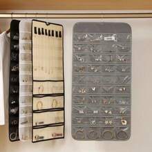 1PC Hanging Jewelry Storage Box With Roll-Up Strap Hooks And Metal Hooks Double-Sided Jewelry Rack For Wardrobes, Walls, And Doors Perfect For Earrings, Necklaces, And Rings , Makeup Room Decor,Travel Essential - Multicolor - View 10