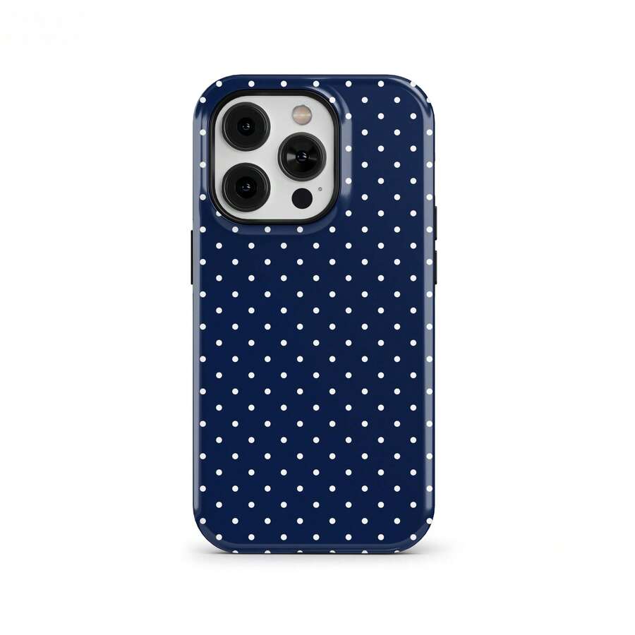 Navy Blue Polka Dot Phone Case Compatible With IPhone 17, 16, 15, 14, 13, 12, 11 Pro Max - Navy Blue - View 1
