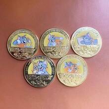 1枚汤姆和杰瑞纪念币，动漫金属金色收藏卡通礼品 - 彩色 - 查看 3
