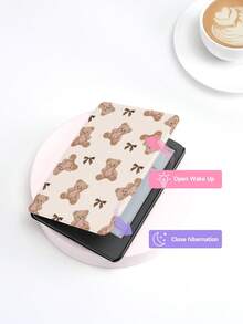 1pc Coffee Bow Tie & Teddy Bear Pattern Protective Case, Suitable For Kindle 10th, Kobo Colour, Kindle 11th, Kindle Paperwhite 5, E-Book Reader Protective Cover With Auto Wake/Sleep Function, Lightweight And Convenient, Perfectly Fits To Protect Your Reading Device - Multicolor - View 5