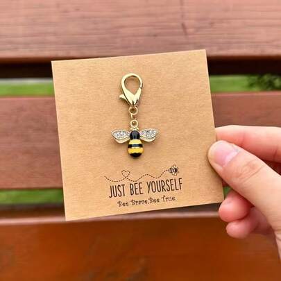 1/2pcs Positive Energy Keychain - Bee & Sunflower Pendant Inspirational Gift - Suitable For Room Decor, Motivational Gift, Inspirational Card, Cute Friendship Gift