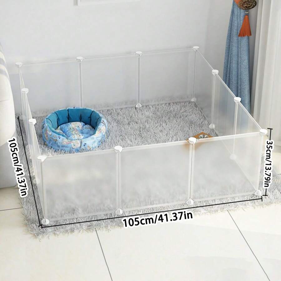 Indoor Dog Cage/House, Free Space For Pets, Suitable For Poodle, Corgi, Bichon Frise And Other Small Dogs, Isolation Frosted Protection Fence - White - View 1