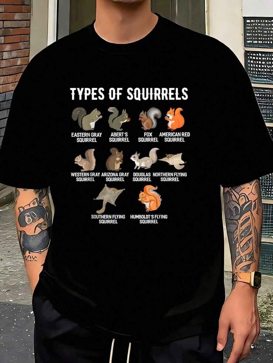 Types Of Squirrels Shirt Funny Squirrel Shirt Cute Squirrel-Shirt Jpg Shirts Men Men's-Shirt Graphic Tees Tops Outfits - màu đen - Xem 1