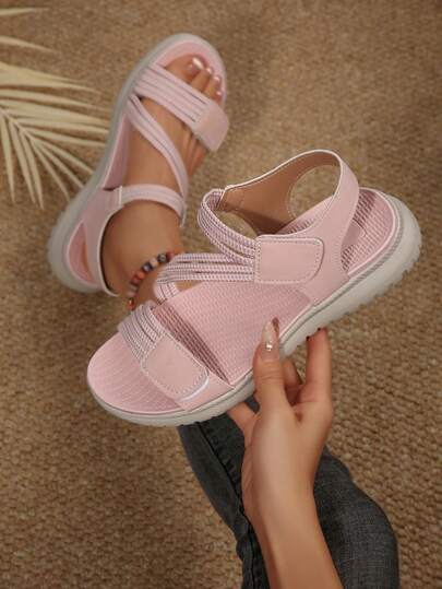 Giày sandal đế xuồng dệt co giãn kiểu Bohemian mùa hè 2026 mới dành cho nữ, kiểu dáng thường ngày thoải mái, đế mềm nhẹ, phù hợp cho cả trong nhà và ngoài trời, phong cách sinh viên, thích hợp cho mùa tựu trường, màu nâu nhạt.