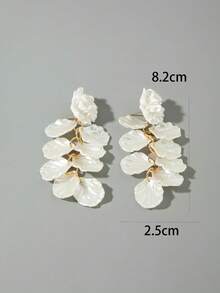 imoli 优雅树脂山茶花亚克力花瓣长款吊坠耳环 - 31534-ear-white-EP - 查看 7