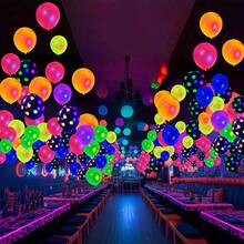 30pcs Fluorescent Neon Balloons, Black And White Polka Dot Glowing Balloons And Neon Balloons, Suitable For Turning Off Lights For Birthday Decoration, Wedding Supplies, Carnivals, Fluorescent Parties, Birthday Parties, Holiday Carnivals, Graduation Ceremonies, Anniversaries, Retirements, Weddings, Banquets - Multicolor - View 6