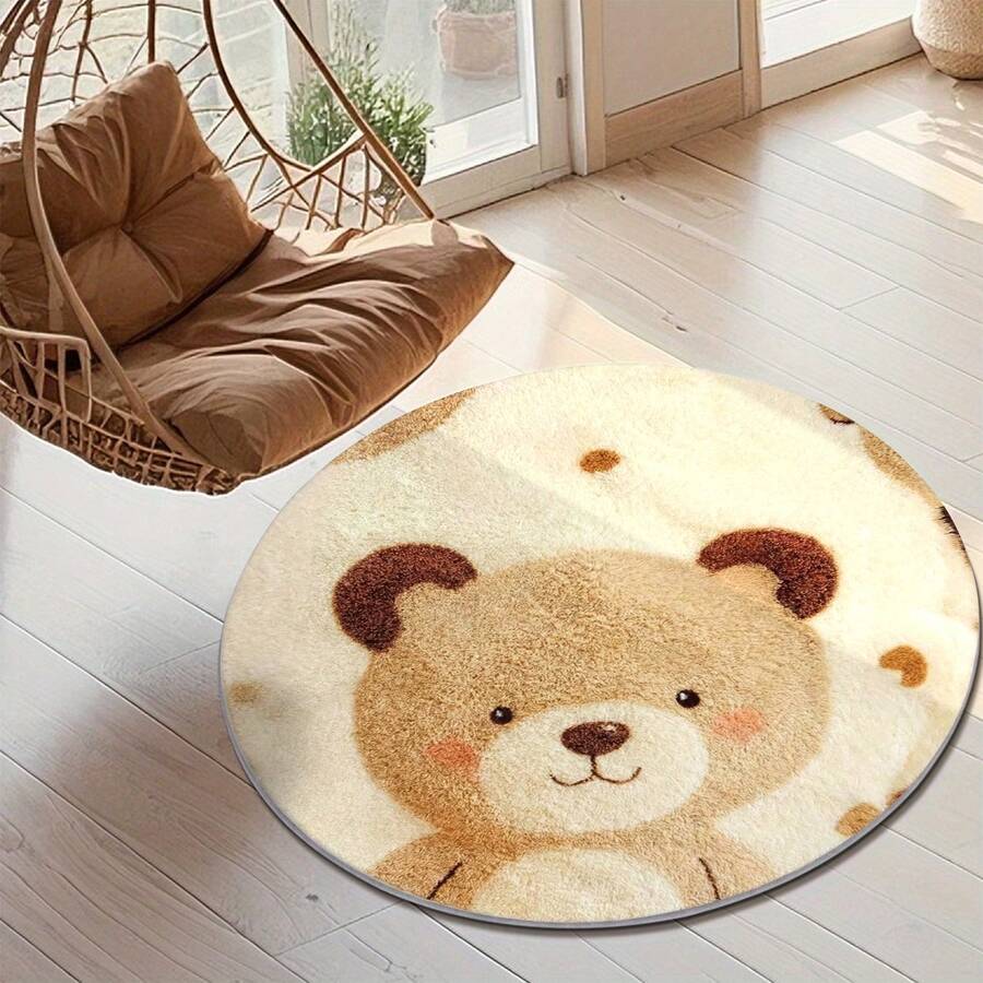 Thảm tròn họa tiết gấu Teddy kiểu INS. Chất liệu nhung, trọng lượng khoảng 850g, dày 0.6cm, chống mài mòn và chống trơn trượt, dễ vệ sinh. Có nhiều kích thước khác nhau. Thích hợp cho nhà bếp, phòng khách, phòng ăn, phòng ngủ, ban công, phòng tắm, phòng học và các không gian khác, là lựa chọn lý tưởng cho trang trí nhà cửa.
