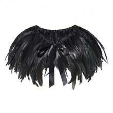 1件深色男女通用羽毛披肩 - 乌鸦羽毛领，天鹅斗篷服装配饰，天鹅翅膀斗篷配饰，适合女性万圣节派对 - 彩色 - 查看 2