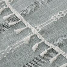 Gernaice Rustic Stripe Embroidered Oval Tablecloth Heavy Tassel Cotton Linen Table Cloth Wrinkle Free Washable Table Cover For Kitchen Dinning Party Holiday Grey 60x84 Inch - Grey - View 5